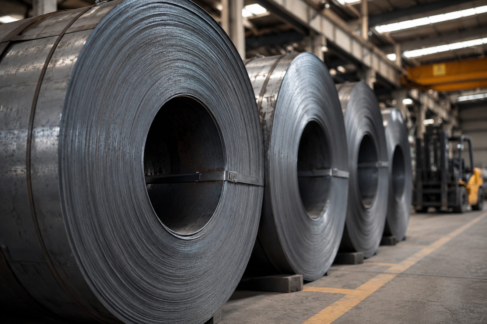 Steel coils held in stock